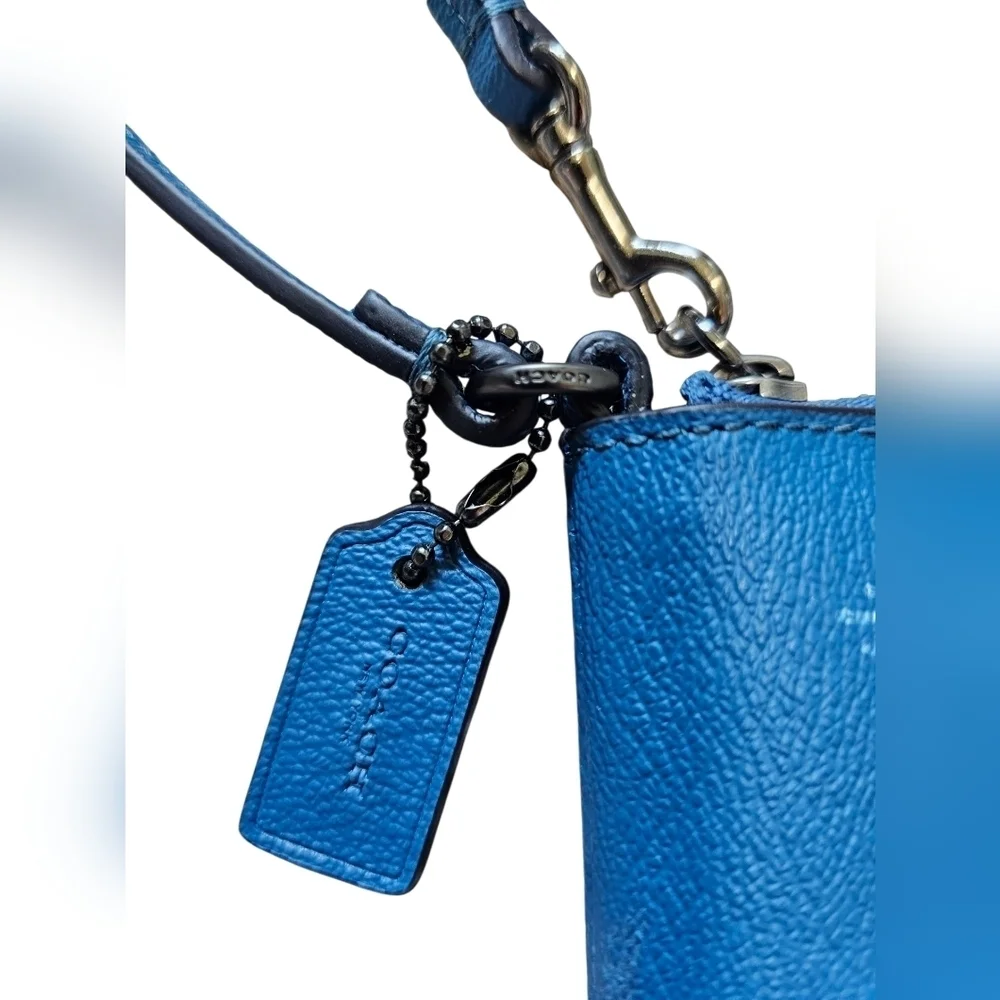 Coach Corner Zip Wristlet, Star Printed Canvas In Slat Blue. New Without Tags